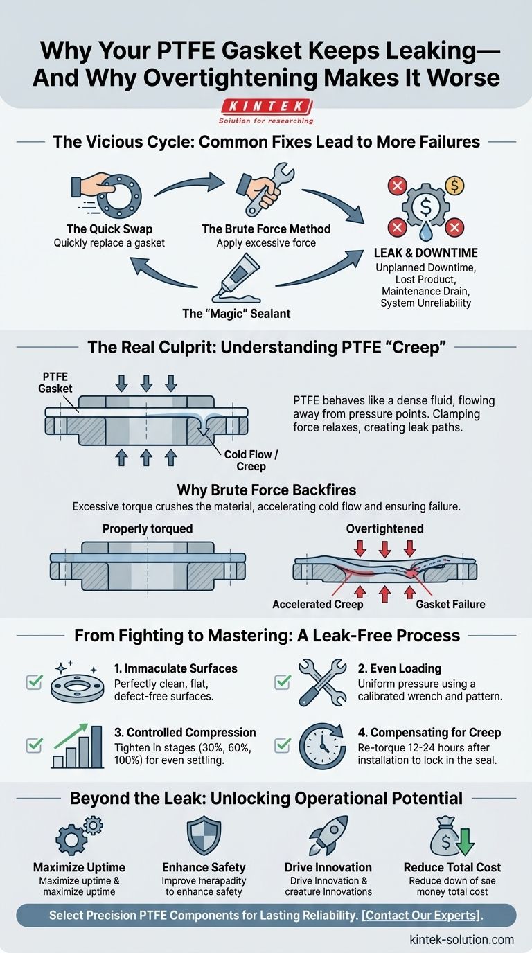 Pourquoi votre joint en PTFE continue de fuir — et pourquoi un serrage excessif aggrave la situation Guide Visuel