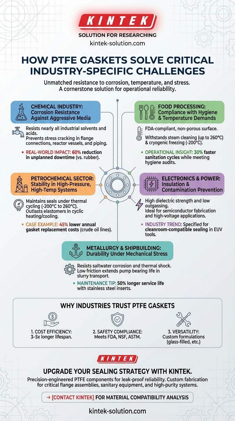 Como as juntas de PTFE resolvem os desafios críticos específicos da indústria Guia Visual
