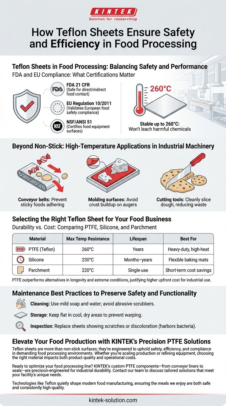 Como as folhas de Teflon garantem a segurança e a eficiência no processamento de alimentos Guia Visual