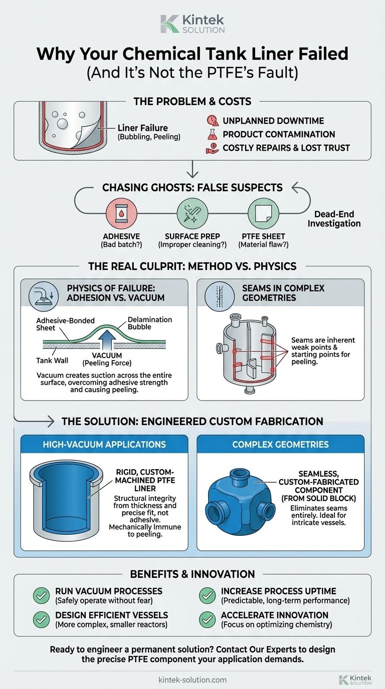 Por que o revestimento do seu tanque químico falhou (e não é culpa do PTFE) Guia Visual