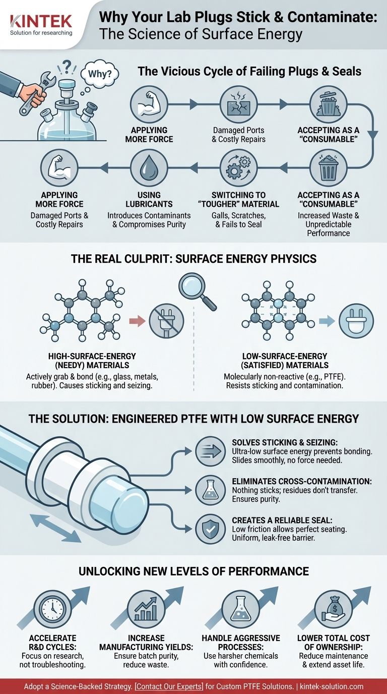 Why Your Lab Plugs Stick and Contaminate: The Hidden Science of Surface Energy Visual Guide