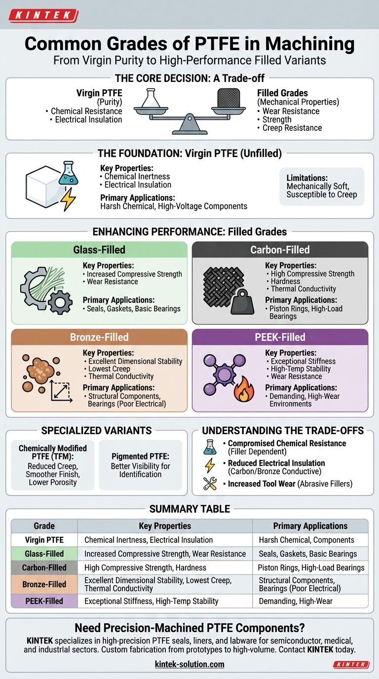가공에 사용되는 일반적인 PTFE 등급은 무엇입니까? 애플리케이션에 적합한 등급 선택 시각적 가이드