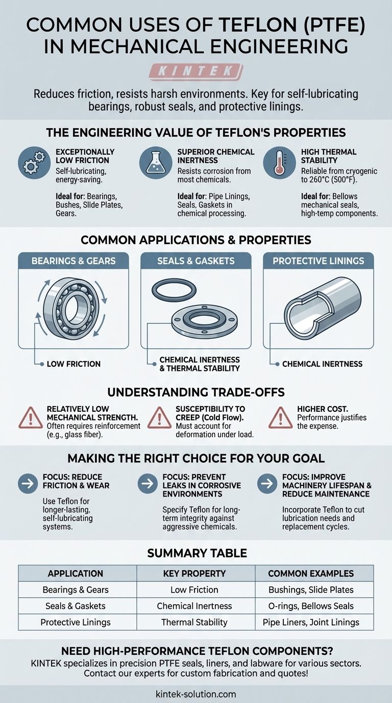ما هي الاستخدامات الشائعة للتفلون في الهندسة الميكانيكية؟ حل تحديات الاحتكاك والختم والتآكل دليل مرئي