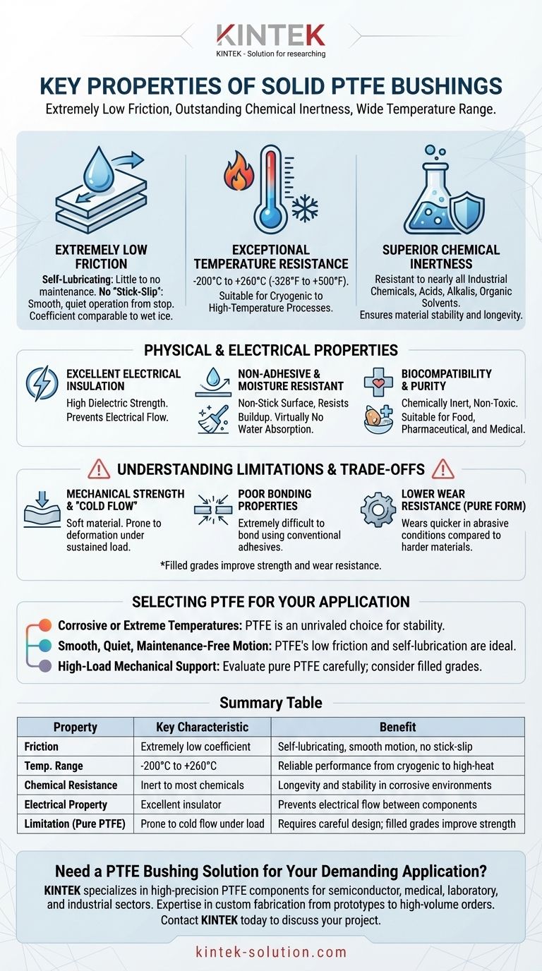 What are the key properties of solid PTFE bushings? Master Low Friction & Chemical Resistance Visual Guide