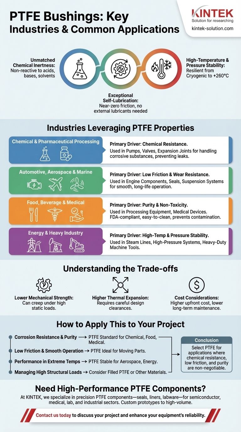 PTFE 부싱을 일반적으로 사용하는 산업은 무엇입니까? 화학, 자동차 및 의료 분야의 중요 응용 분야 시각적 가이드