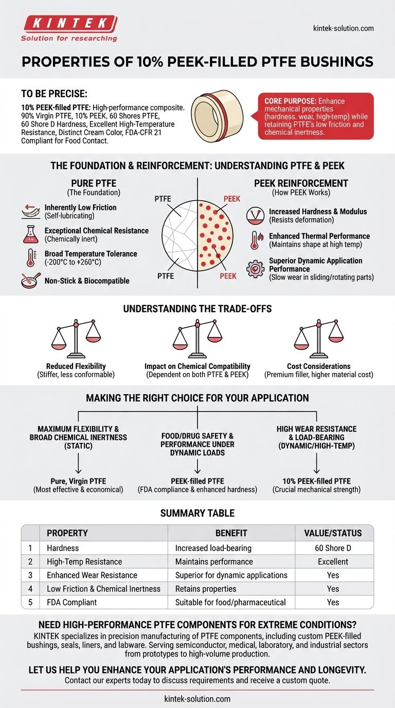 10% PEEK 충전 PTFE 부싱의 특성은 무엇입니까? 내마모성 및 고온 성능 향상 시각적 가이드