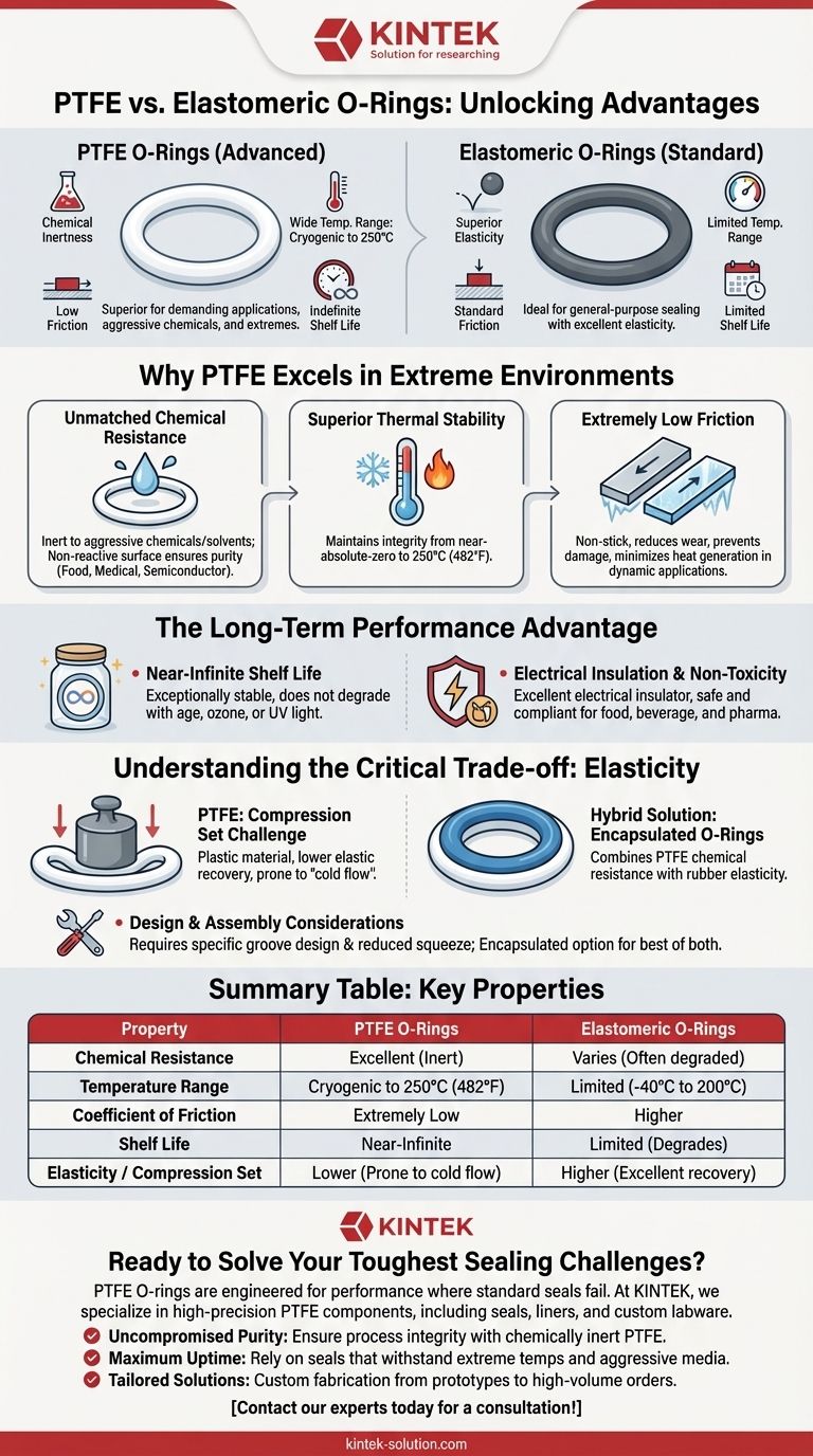 What are the advantages of PTFE O-rings compared to elastomeric O-rings? Superior Performance in Extreme Conditions Visual Guide