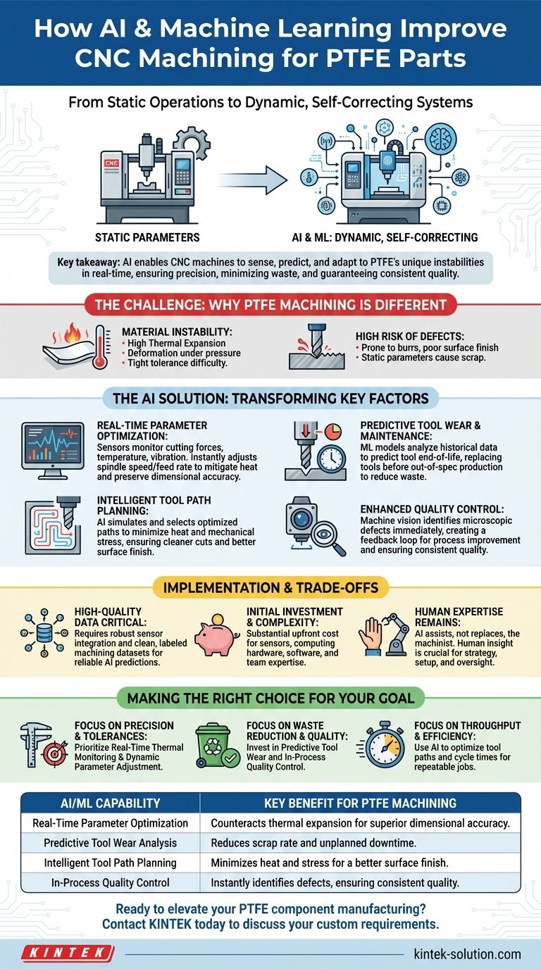 AI와 머신러닝은 PTFE 부품의 CNC 가공 공정을 어떻게 개선할 수 있을까요? 정밀도 향상 및 폐기물 감소 시각적 가이드