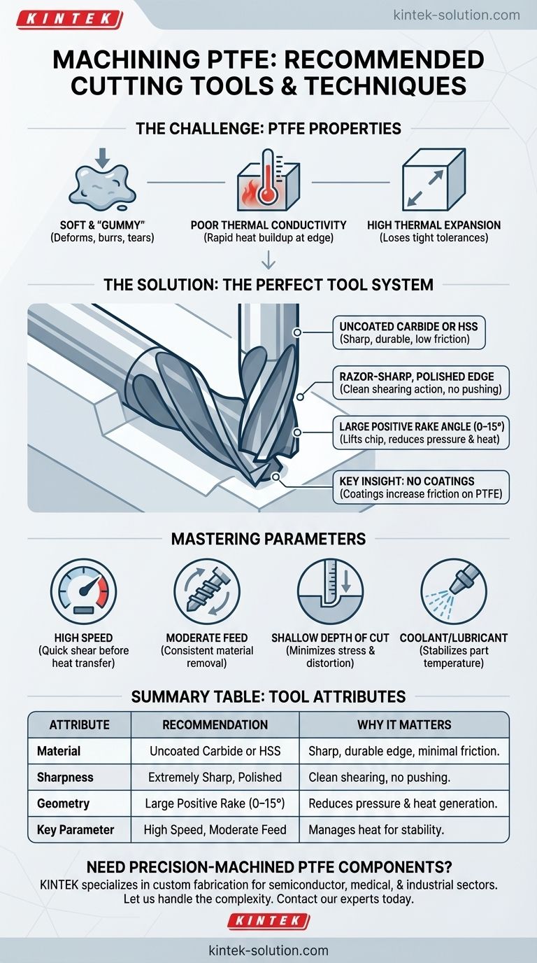 PTFE 가공에 권장되는 절삭 공구 유형은 무엇입니까? 깨끗한 절삭과 정밀한 공차 달성 시각적 가이드