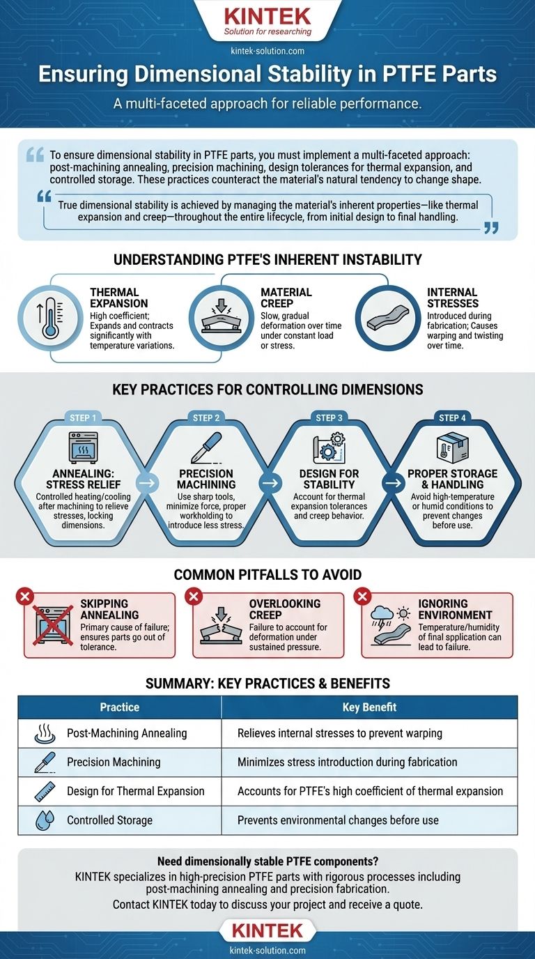 Quais práticas garantem a estabilidade dimensional em peças de PTFE? Alcance Precisão e Confiabilidade a Longo Prazo Guia Visual