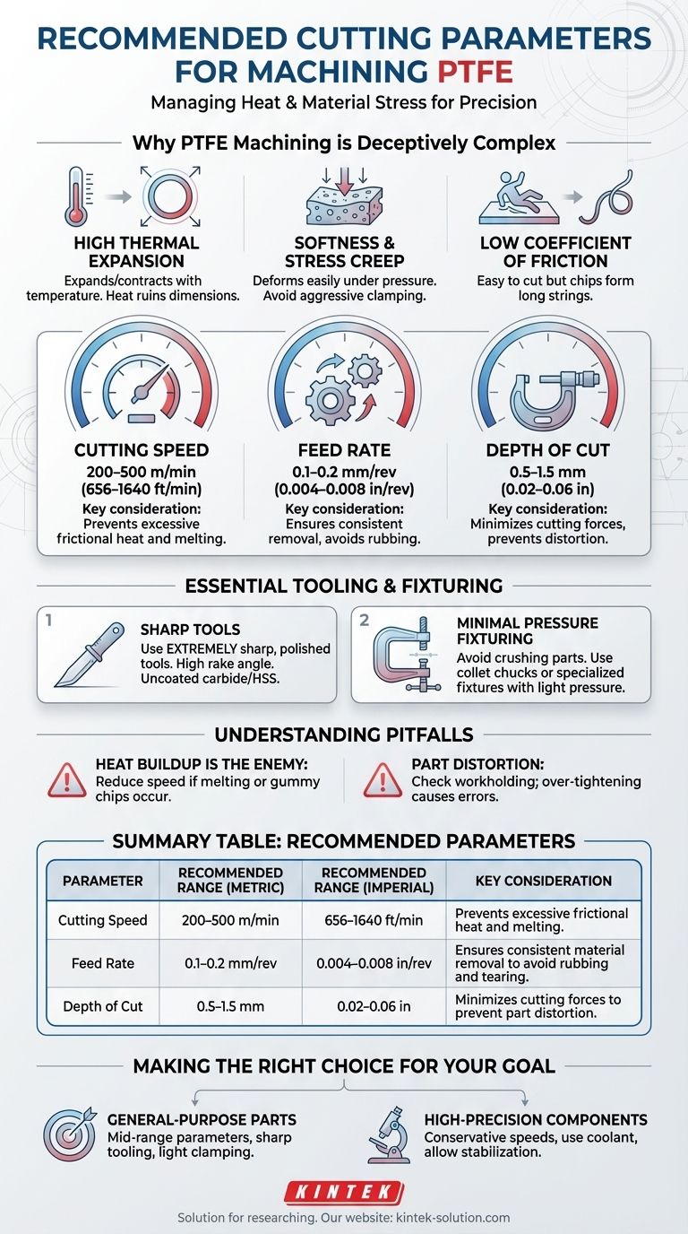PTFE 가공을 위한 권장 절삭 조건은 무엇입니까? 적절한 속도, 이송 및 절삭 깊이로 정밀도를 달성하십시오. 시각적 가이드