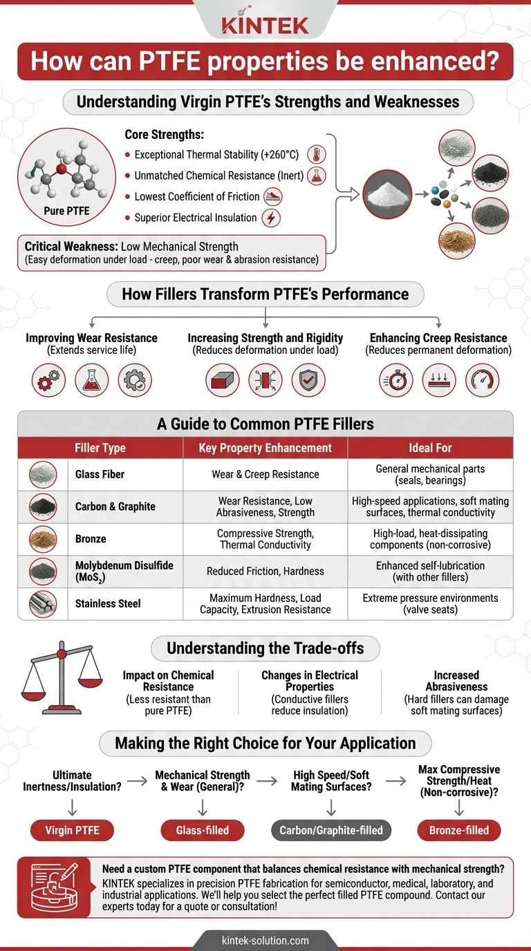 PTFE의 특성을 어떻게 향상시킬 수 있습니까? 충전재를 사용하여 내마모성, 강도 및 크리프 저항성을 개선하십시오. 시각적 가이드