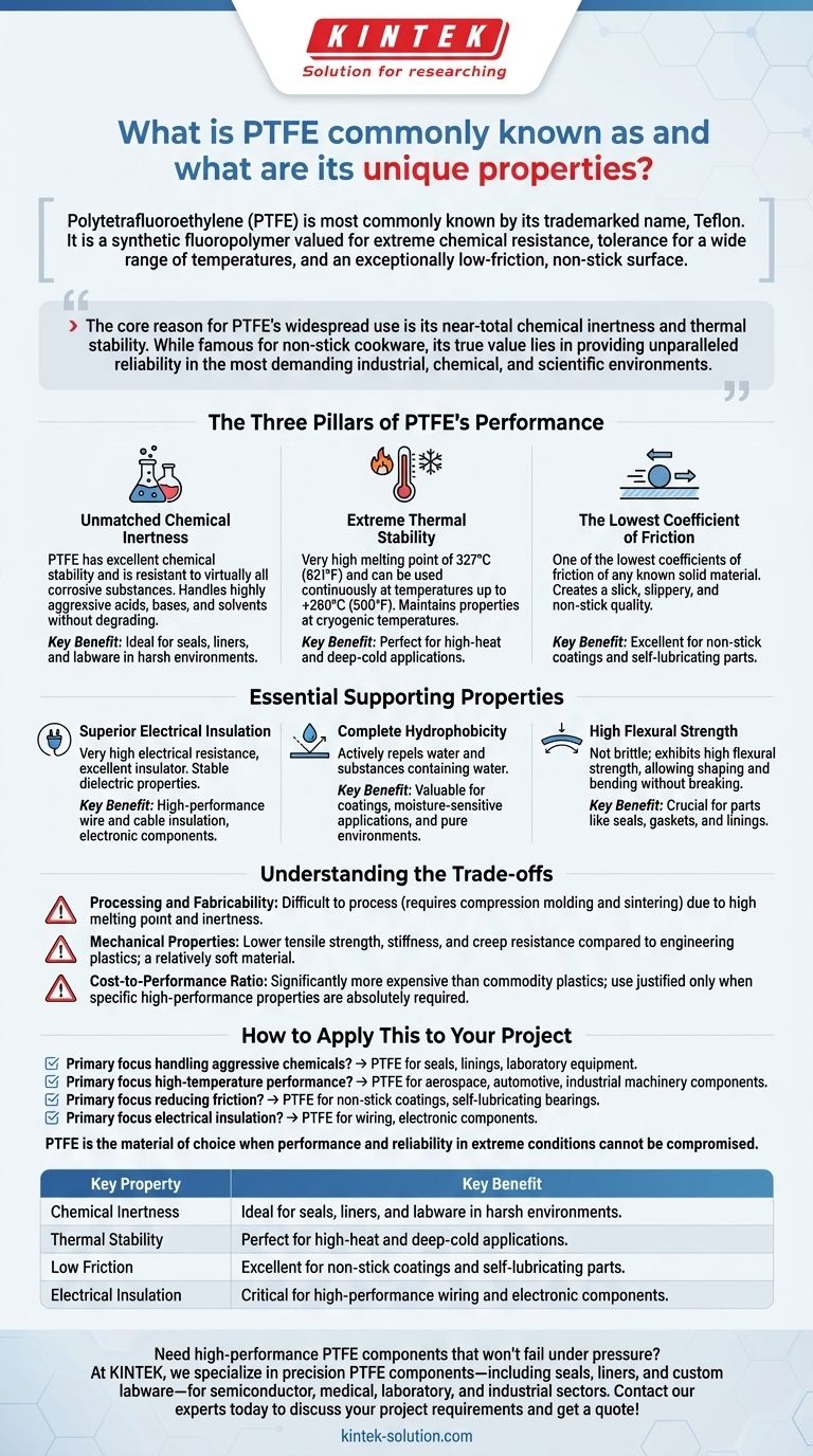 Come è comunemente noto il PTFE e quali sono le sue proprietà uniche? Sblocca una resistenza chimica e termica senza pari Guida Visiva