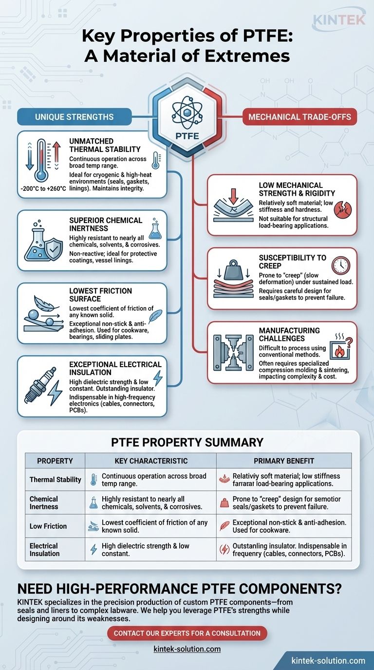 Was sind die Schlüsseleigenschaften von PTFE, die es wertvoll machen? Entfesseln Sie extreme Leistung für raue Umgebungen Visuelle Anleitung