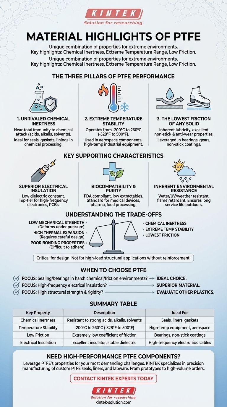 What are the material highlights of PTFE? Unlock Extreme Chemical and Thermal Resistance Visual Guide