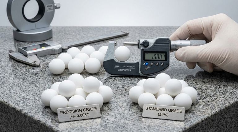 Quelles sont les tolérances des billes en PTFE en fonction de leur taille ? Explication des grades Précision et Standard