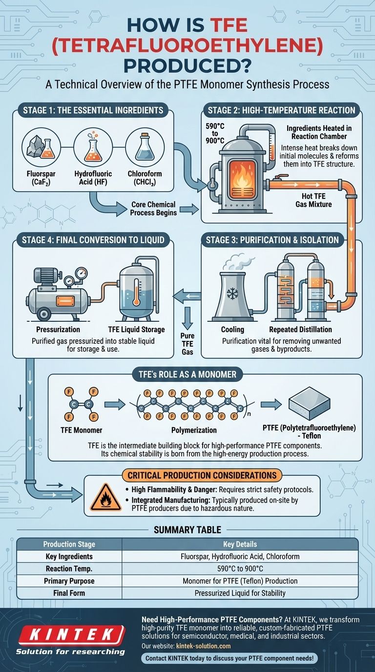 TFE(테트라플루오로에틸렌)는 어떻게 생산되나요? 고온 합성 공정에 대한 안내 시각적 가이드