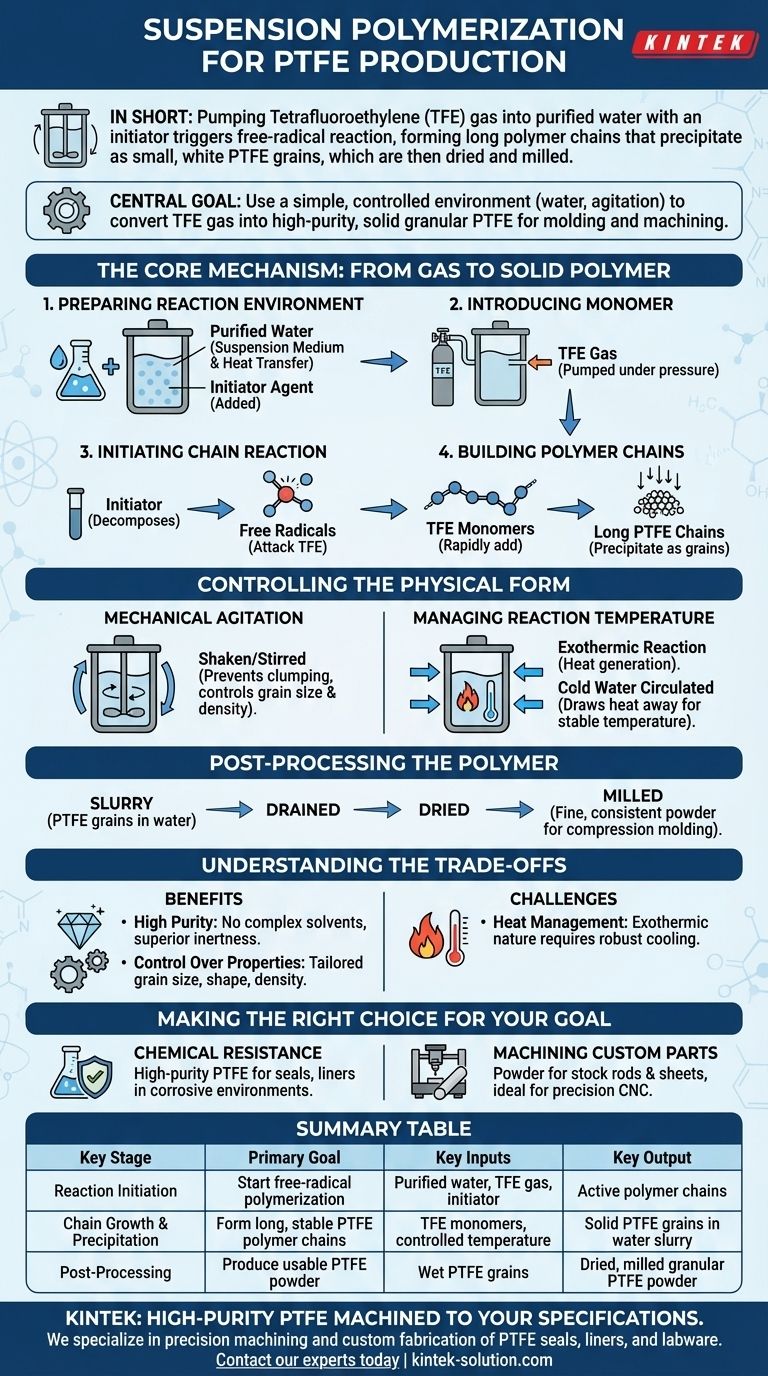 PTFE 생산을 위한 현탁 중합 과정에서 일어나는 일은 무엇인가요? 고순도 입상 폴리머 생성 시각적 가이드