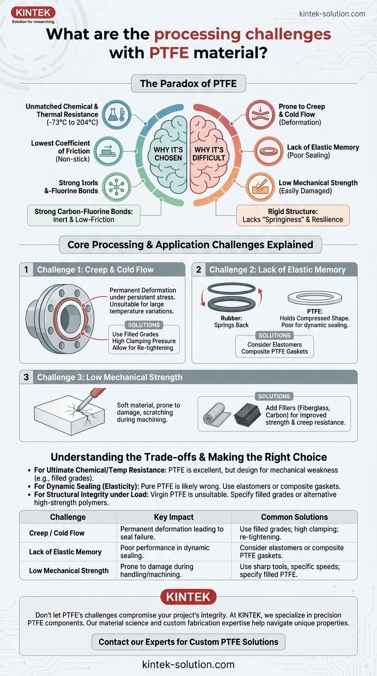 ما هي تحديات المعالجة لمادة PTFE؟ التغلب على الزحف والتدفق البارد وضعف القوة دليل مرئي