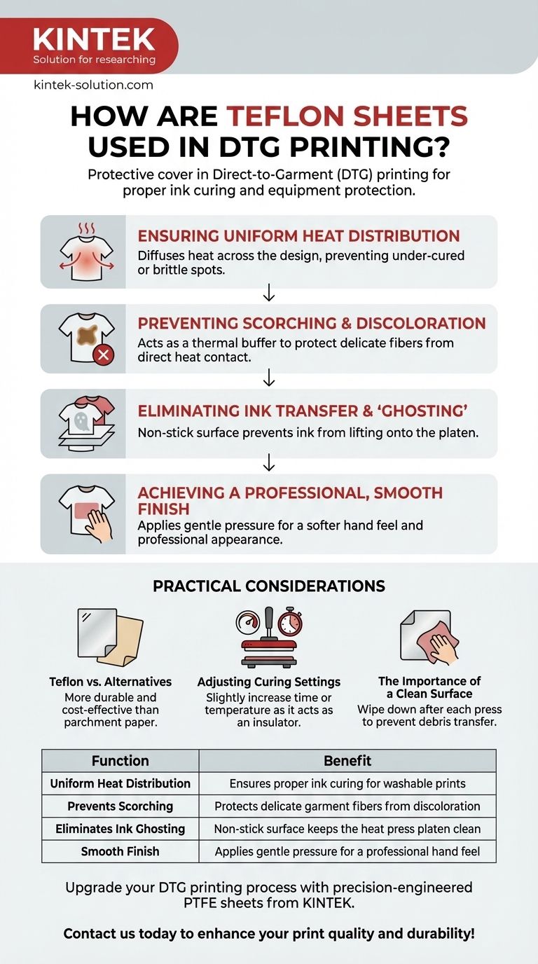 DTG(다이렉트 투 가먼트) 프린팅에서 테플론 시트는 어떻게 사용되나요? 전문적이고 내구성 있는 마감을 달성하는 방법 시각적 가이드