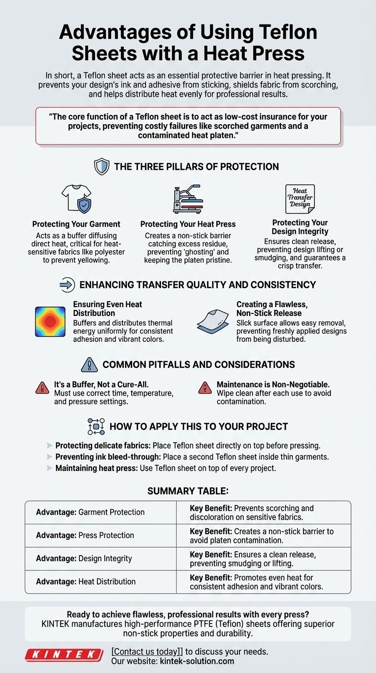 열 프레스에 테플론 시트를 사용하면 어떤 이점이 있습니까? 완벽하고 전문적인 전사를 달성하세요 시각적 가이드