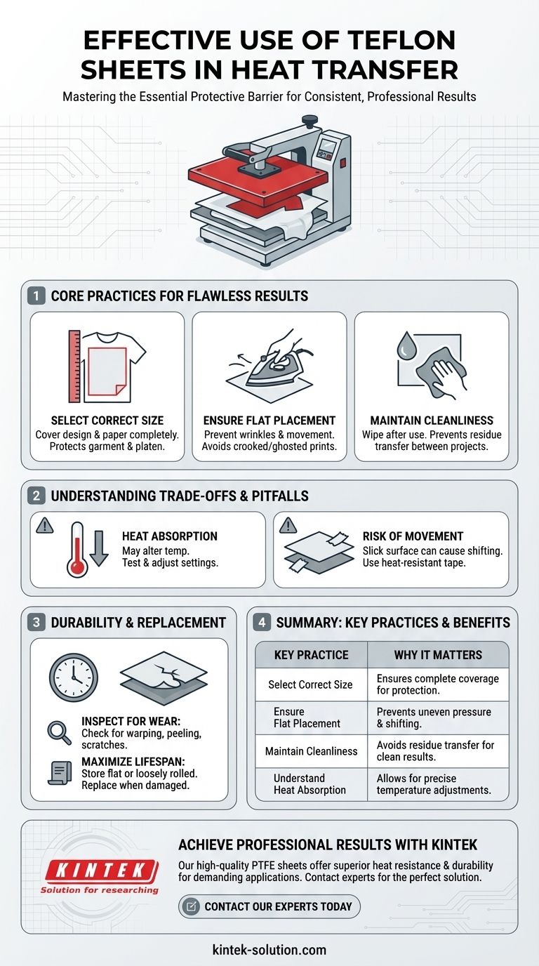 테플론 시트를 효과적으로 사용하는 데 도움이 되는 팁은 무엇인가요? 완벽한 열 프레스 결과를 얻으세요 시각적 가이드