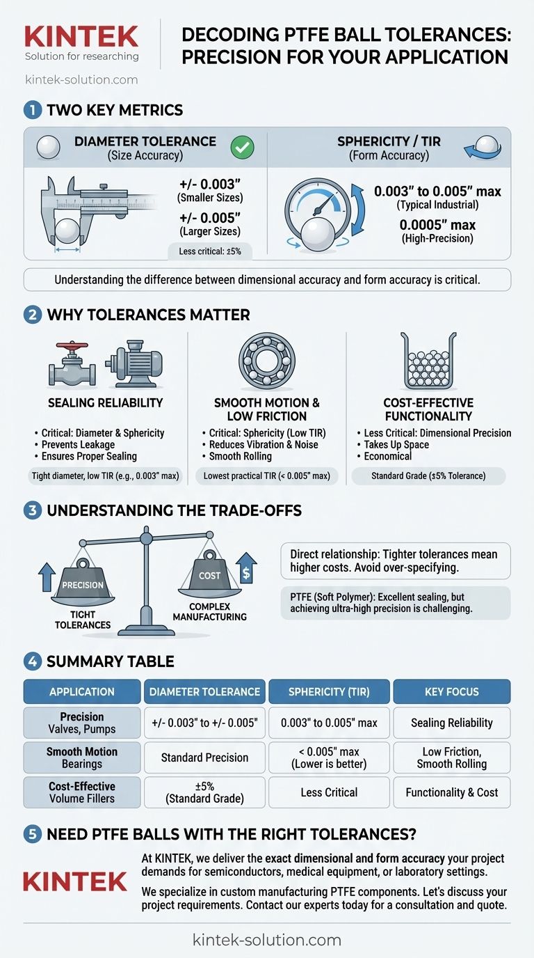 Quali sono le tolleranze tipiche per le sfere in PTFE? Ottieni una vestibilità e prestazioni perfette Guida Visiva