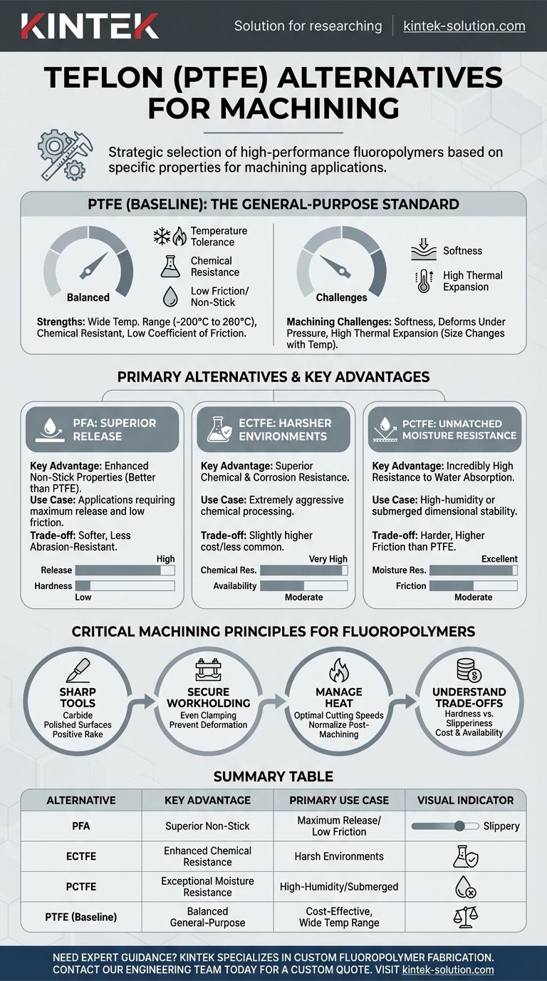 가공용 테플론(Teflon)의 대안에는 어떤 것들이 있습니까? 특수 응용 분야를 위한 재료 선택 최적화 시각적 가이드
