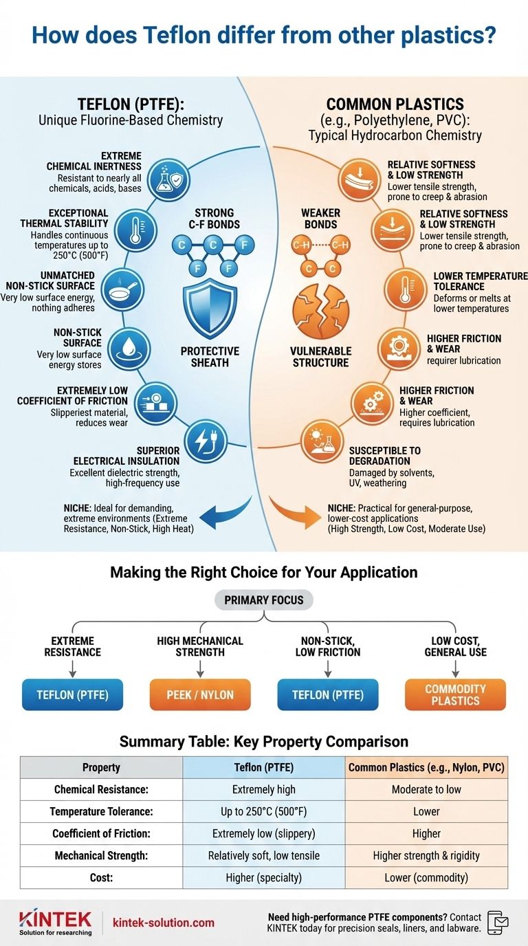 In cosa differisce il Teflon dagli altri materiali plastici? Scopri i suoi vantaggi unici per ambienti estremi Guida Visiva