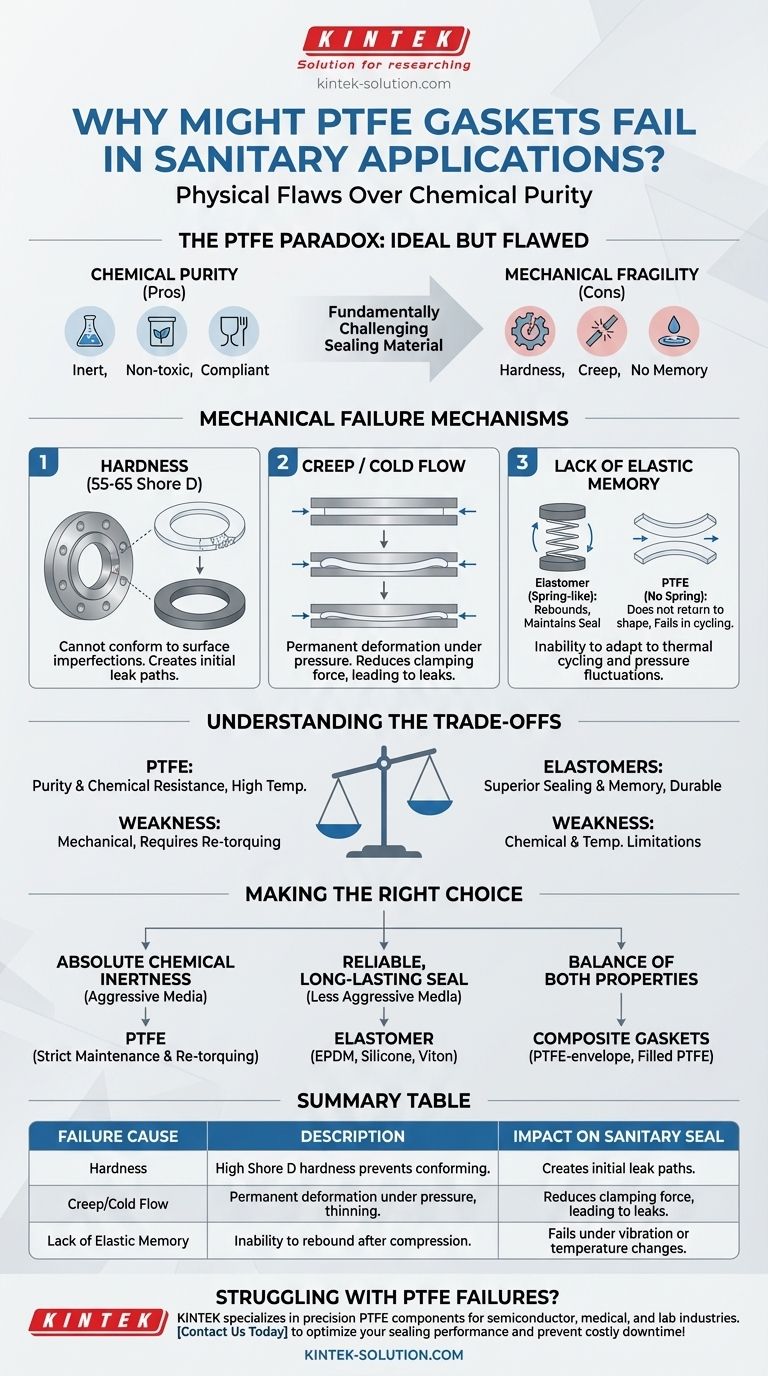 위생 애플리케이션에서 PTFE 개스킷이 실패하는 이유는 무엇일까요? 화학적으로 완벽한 재료에 숨겨진 기계적 결함 시각적 가이드