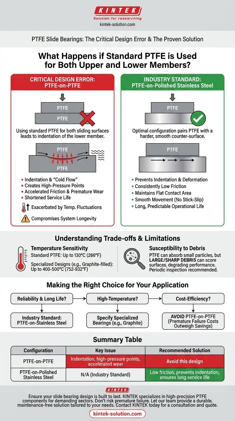 상부 및 하부 슬라이드 베어링 부재 모두에 표준 PTFE를 사용하면 어떻게 됩니까? 올바른 설계로 조기 파손을 방지하십시오 시각적 가이드