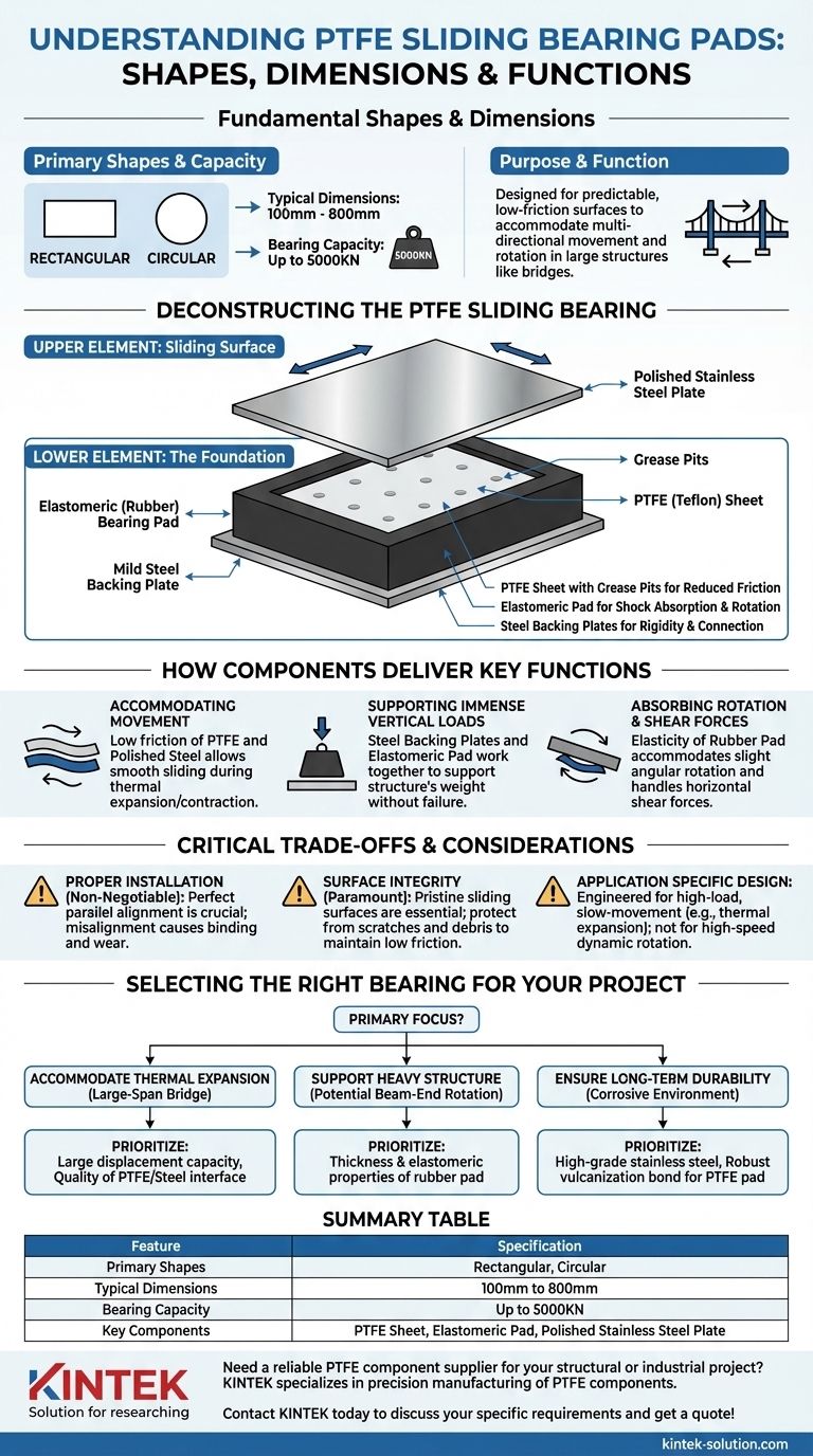PTFE 슬라이딩 베어링 패드의 모양과 치수는 무엇입니까? 직사각형 및 원형 하중 솔루션 시각적 가이드