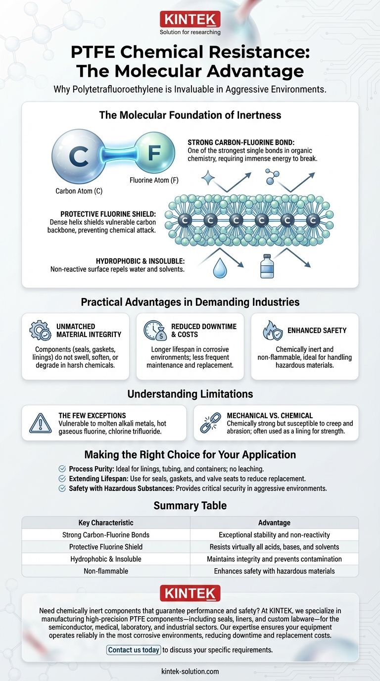 O que torna o PTFE quimicamente resistente e por que isso é vantajoso? Alcance Confiabilidade Inigualável em Ambientes Hostis Guia Visual