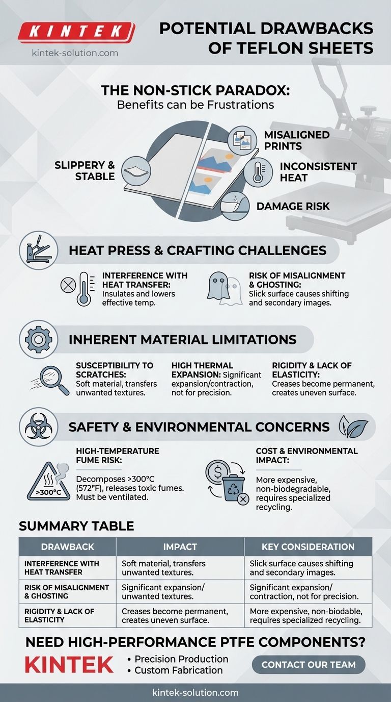 테플론 시트 사용의 잠재적인 단점은 무엇입니까? 열 전달, 미끄러짐 및 안전 위험 시각적 가이드