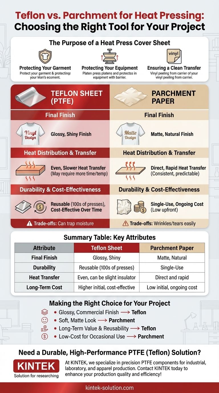 열 프레스 시 테플론과 양피지 중 선택에 영향을 미치는 요인은 무엇입니까? 매번 완벽한 마감을 달성하세요 시각적 가이드