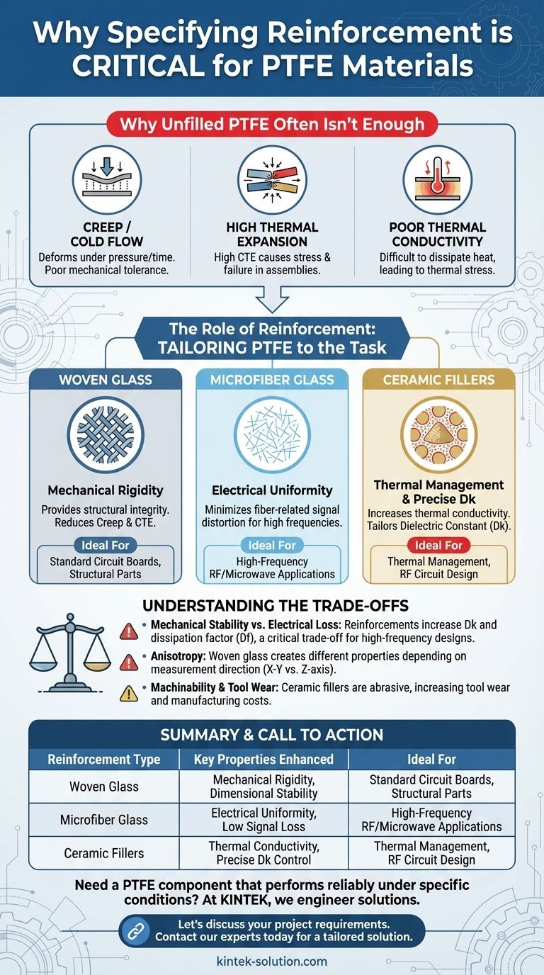 PTFE 재료를 선택할 때 보강재 요구 사항을 지정하는 것이 중요한 이유는 무엇입니까? 구성 요소 성능 및 안정성 보장 시각적 가이드