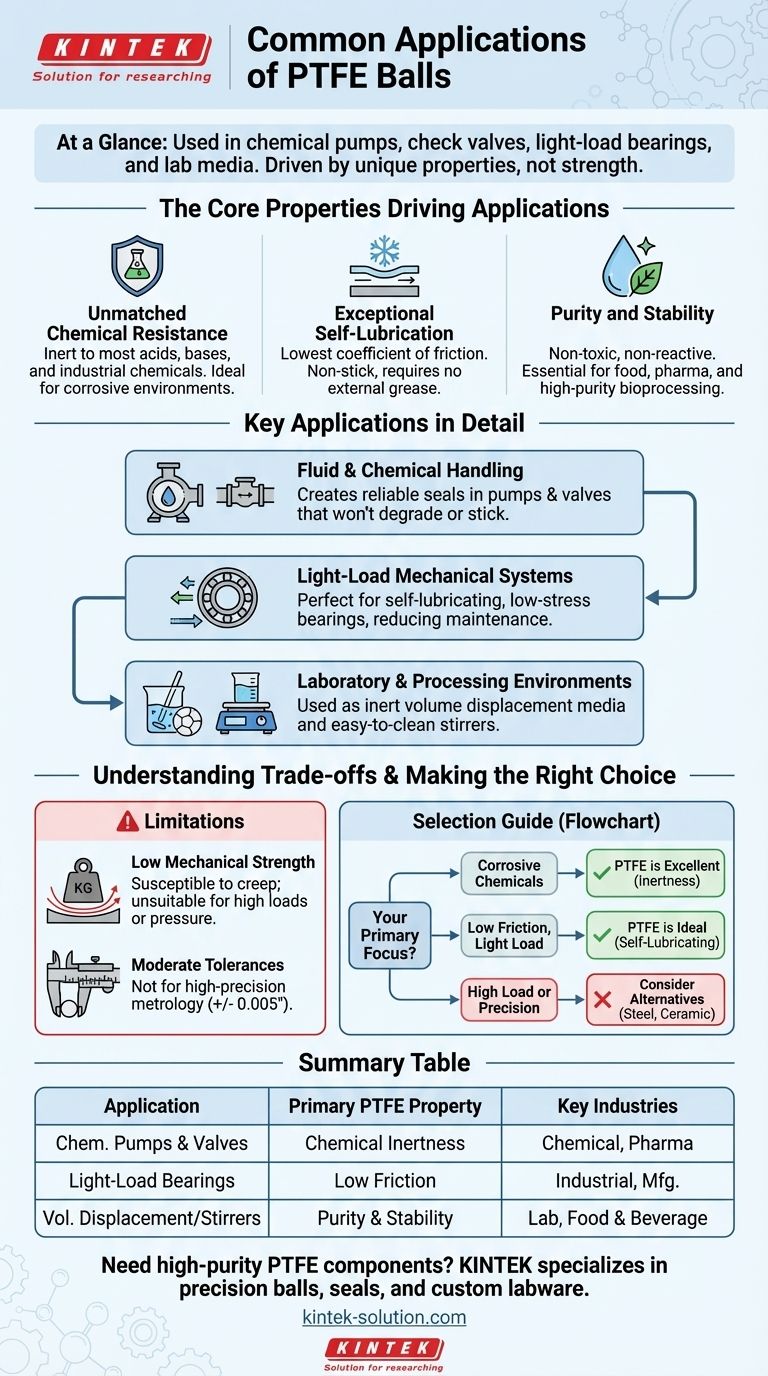 PTFEボールの一般的な用途は何ですか？比類のない耐薬品性と低摩擦性を活用する ビジュアルガイド