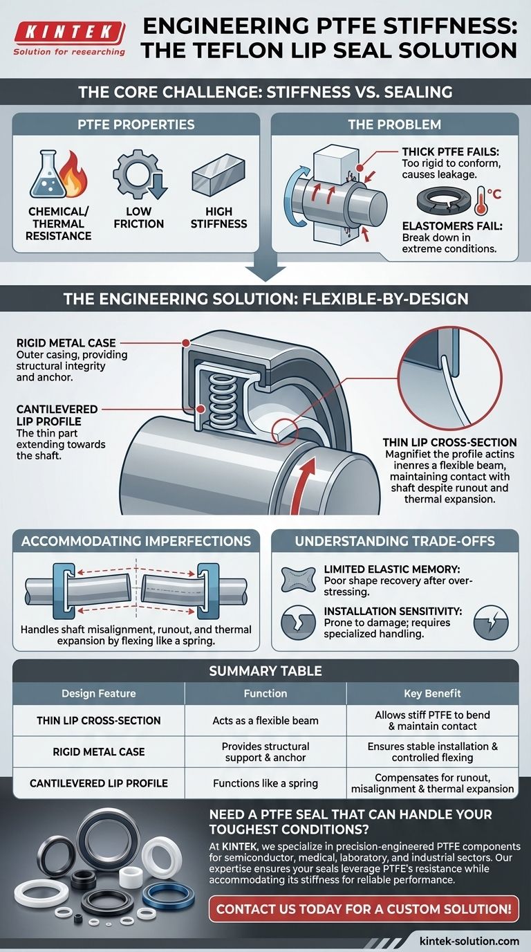 테프론 립 씰의 설계는 PTFE의 강성을 어떻게 수용합니까? 유연성을 위한 기하학적 구조 활용 시각적 가이드