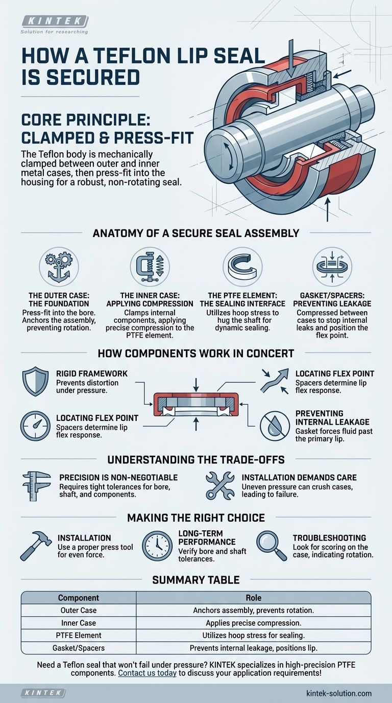 테플론 립 씰의 본체는 일반적으로 어떻게 고정됩니까? 기계적 클램핑으로 우수한 밀봉 달성 시각적 가이드