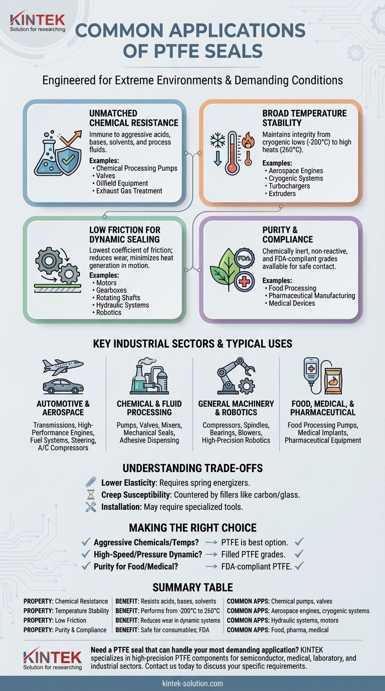 Каковы распространенные области применения уплотнений из ПТФЭ? Разработаны для экстремальных химических, температурных и нагрузочных проблем Визуальное руководство