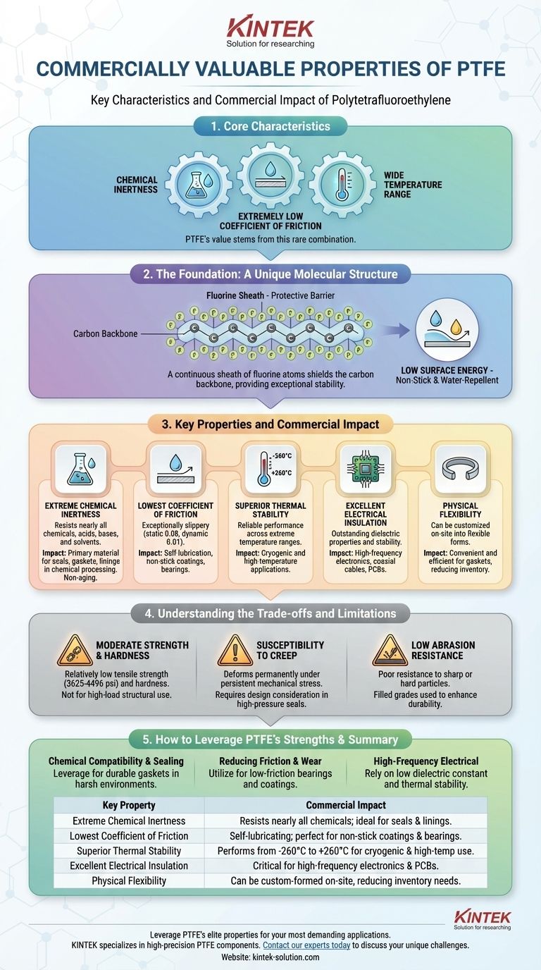 PTFE를 상업적으로 가치 있게 만드는 핵심 속성은 무엇입니까? 타의 추종을 불허하는 내화학성과 낮은 마찰력 시각적 가이드
