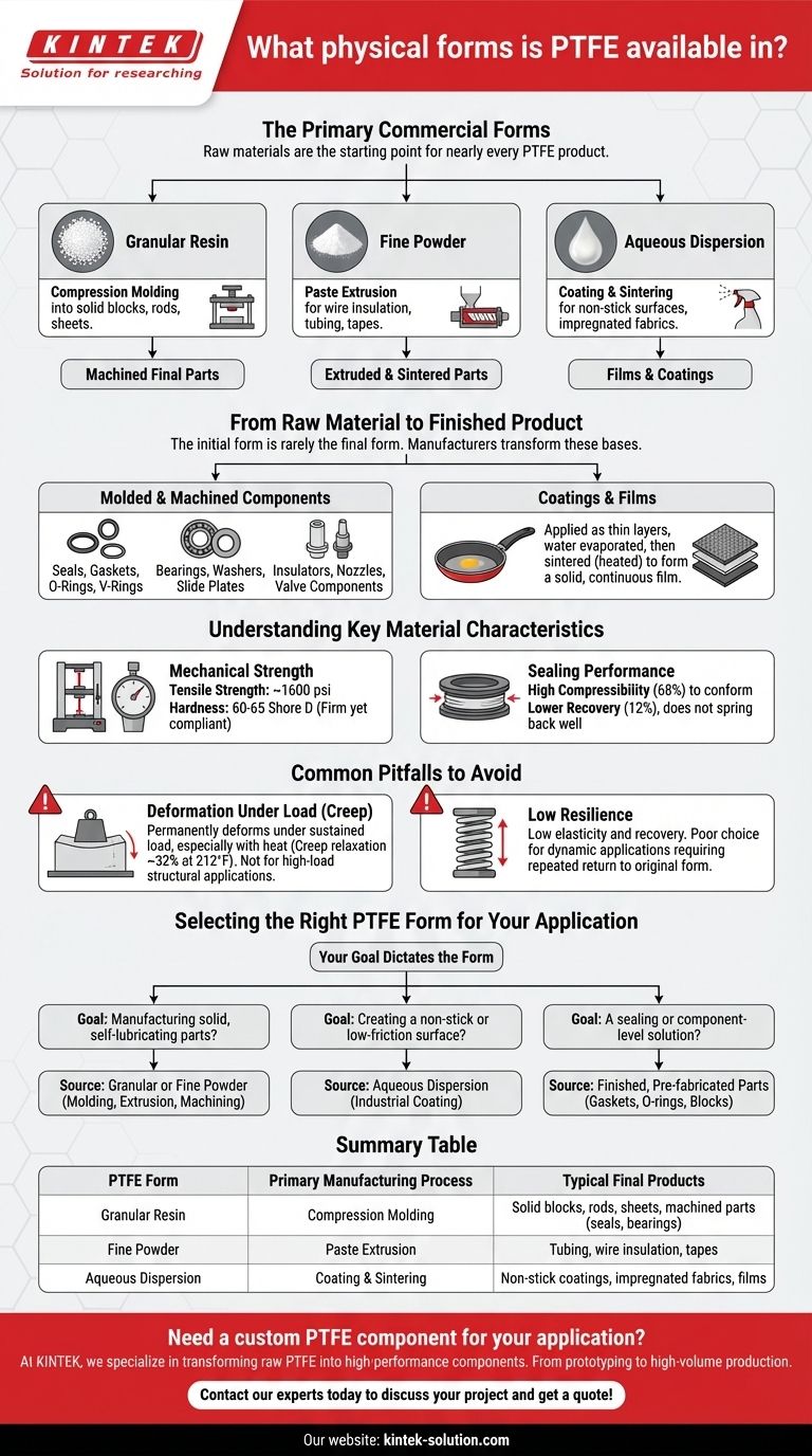 PTFE는 어떤 물리적 형태로 제공됩니까? 원료 분말부터 맞춤형 부품까지 시각적 가이드