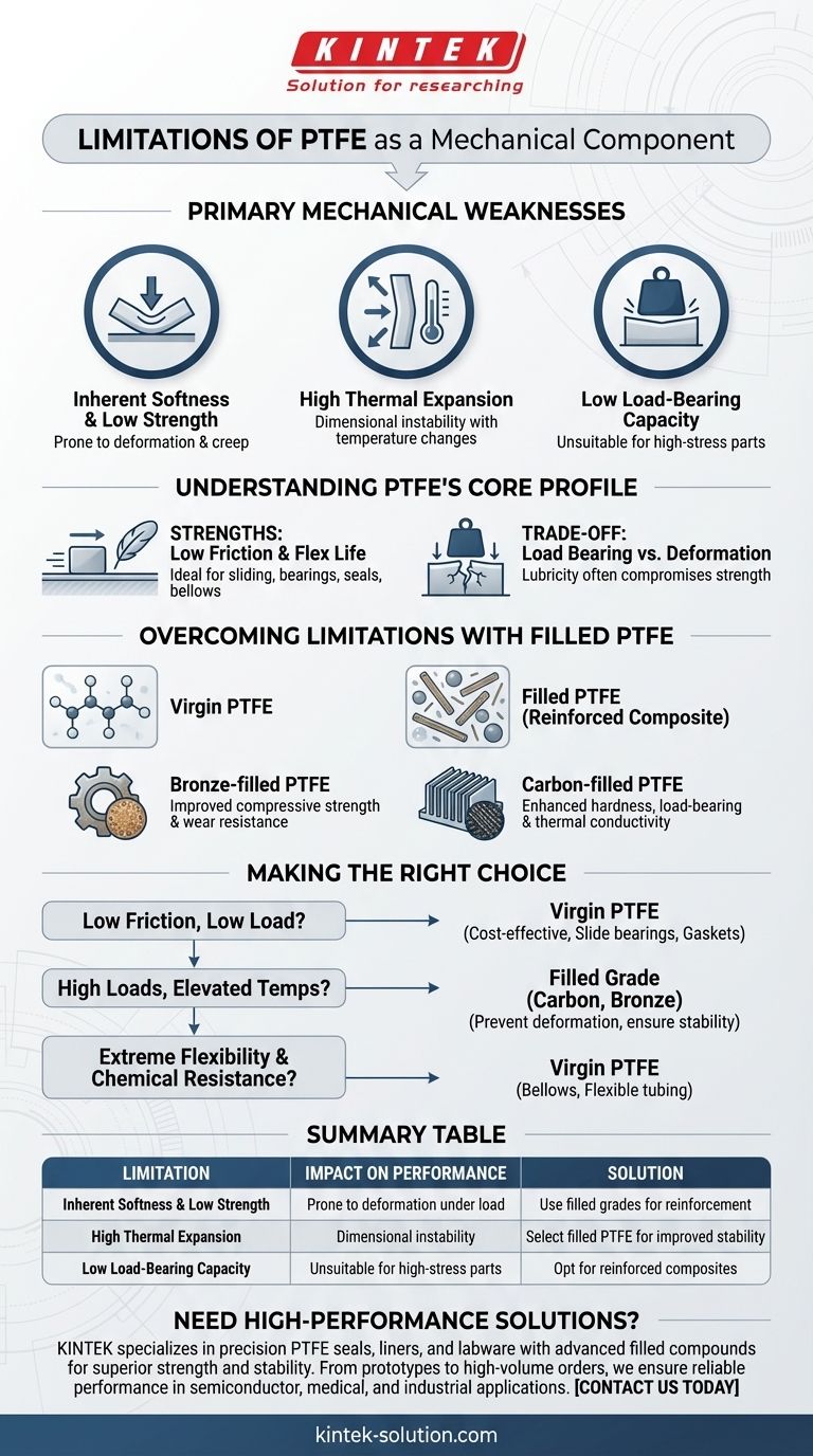 Was sind die mechanischen Einschränkungen von PTFE bei der Verwendung als mechanische Komponente? Überwindung von Weichheit & Instabilität Visuelle Anleitung