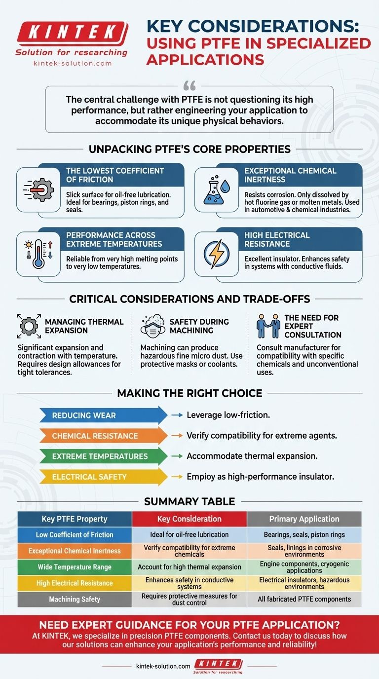 특수 응용 분야에서 PTFE를 사용할 때 고려해야 할 사항은 무엇입니까? 최적의 성능을 위해 고유한 특성을 숙달하는 것 시각적 가이드