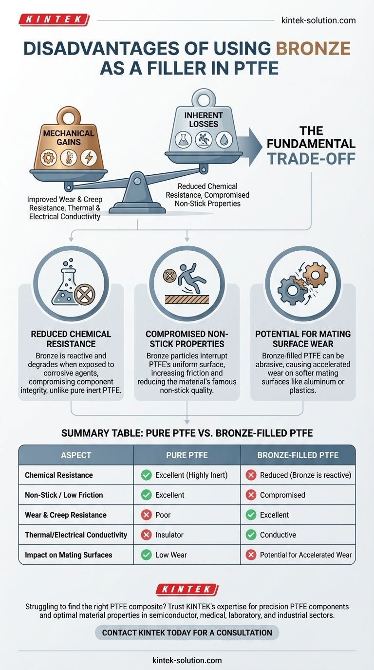 PTFE에 청동을 충전재로 사용할 때의 단점은 무엇입니까? 화학적 및 비점착성 특성의 상충 관계 시각적 가이드