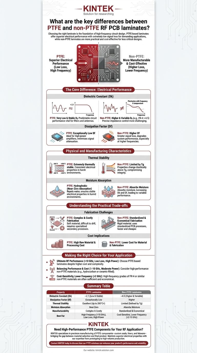 PTFE 적층판과 비(非)PTFE RF PCB 적층판의 주요 차이점은 무엇입니까? 고주파 설계를 위한 올바른 재료 선택 시각적 가이드
