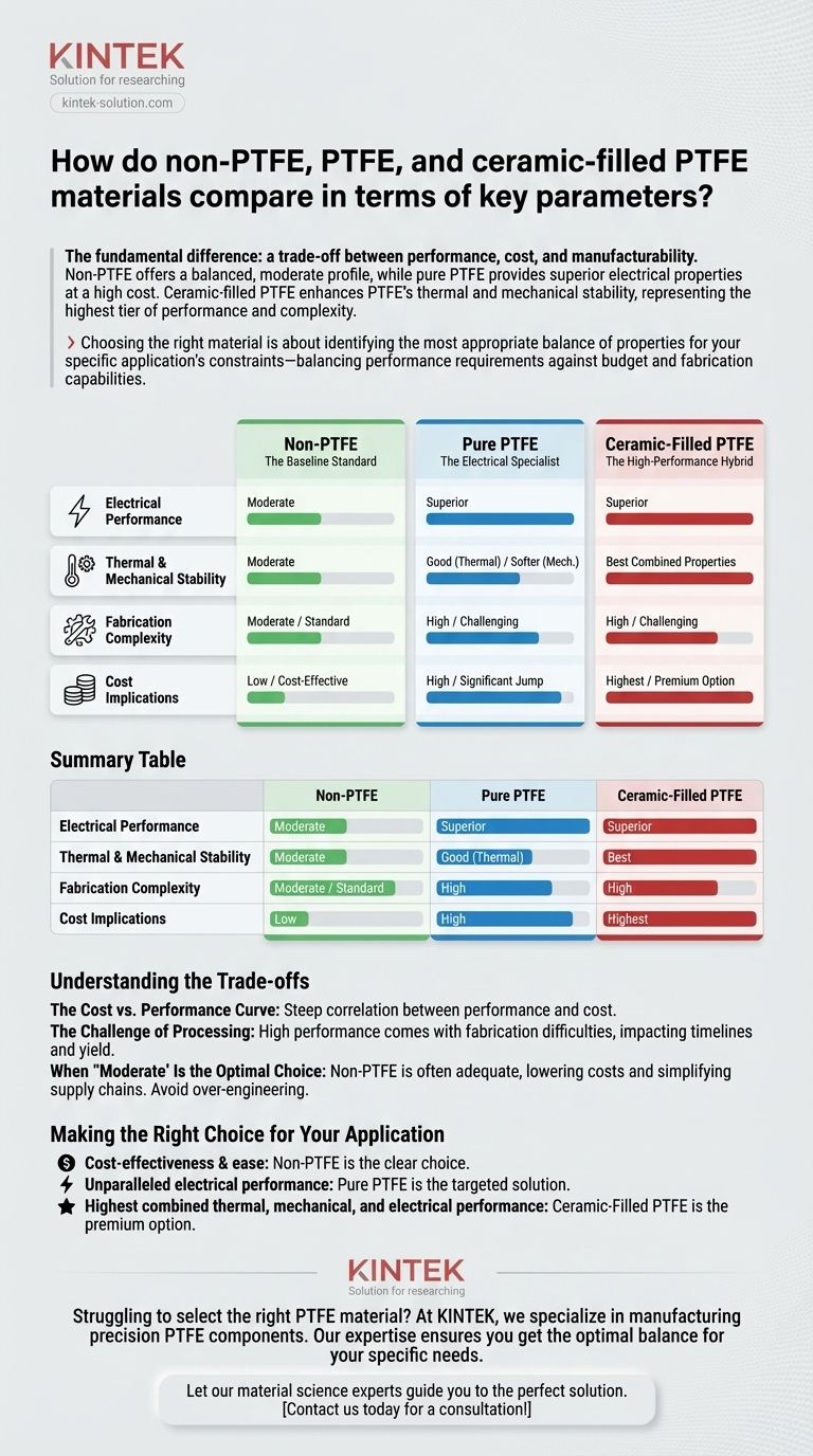 비(非) PTFE, PTFE, 세라믹 충전 PTFE 재료는 어떻게 비교됩니까? 귀하의 응용 분야에 적합한 재료 선택 시각적 가이드