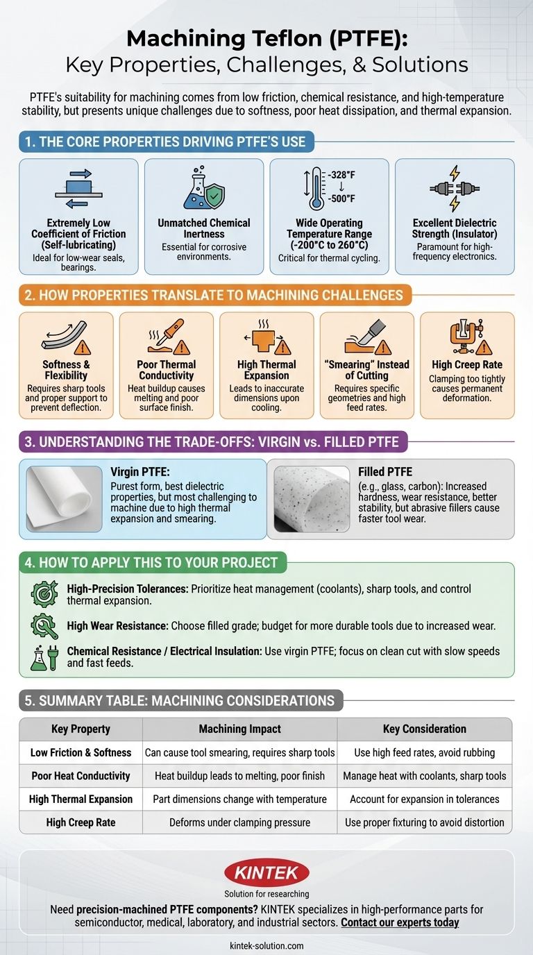 Quali sono le proprietà chiave del Teflon (PTFE) che lo rendono adatto alla lavorazione meccanica? Bilanciare le prestazioni con le sfide della lavorazione Guida Visiva