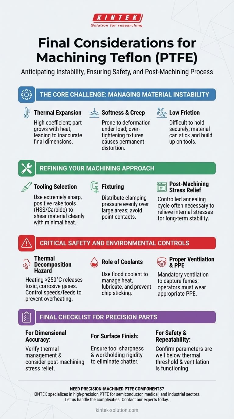 What are important final considerations when machining Teflon? Mastering PTFE for Precision and Safety Visual Guide