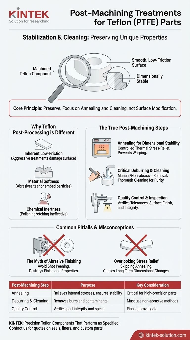 테플론 부품에 적용되는 후가공 처리는 무엇입니까? 안정화 및 세척, 변경 금지. 시각적 가이드